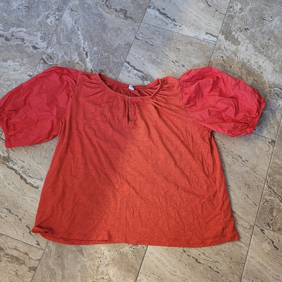 Old Navy Puff Sleeve Slub Knit Top NWT Red XL Tall - Picture 1 of 5
